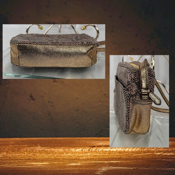 G.I.L.I. Got It Love It Leather Snake gold Crossbody Bag - Picture 4 of 4